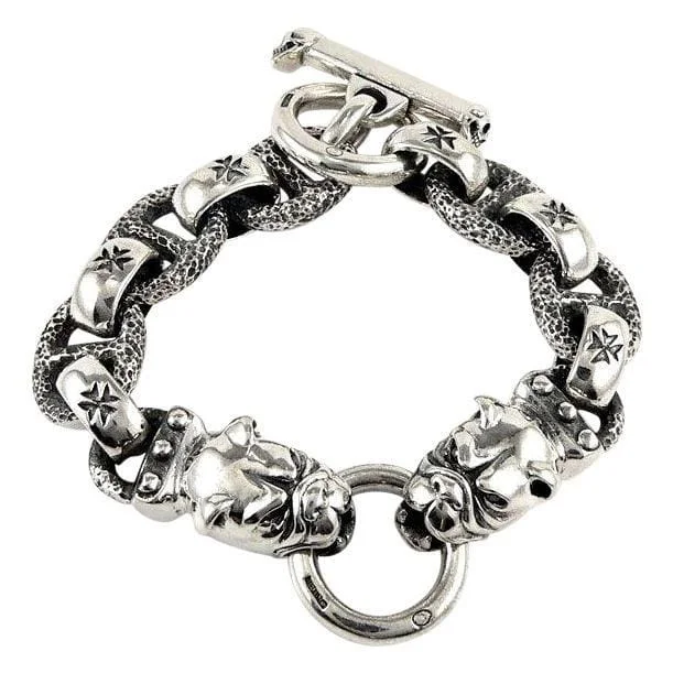 Best bangle bracelets with stacked designs for a trendy and fashionable look-Heavy Sterling Silver Bulldog Bracelet