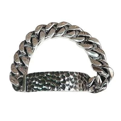 Elegant bangle bracelets with diamond-shaped stones for a sophisticated look-Heavy ID Sterling Silver Mens Biker Bracelet