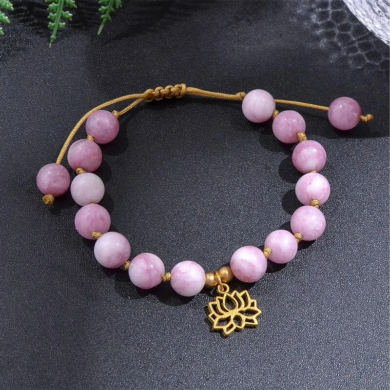 Best bangle bracelets with vibrant stones for a rich and colorful appearance-Joyful Love Kunzite Bracelet