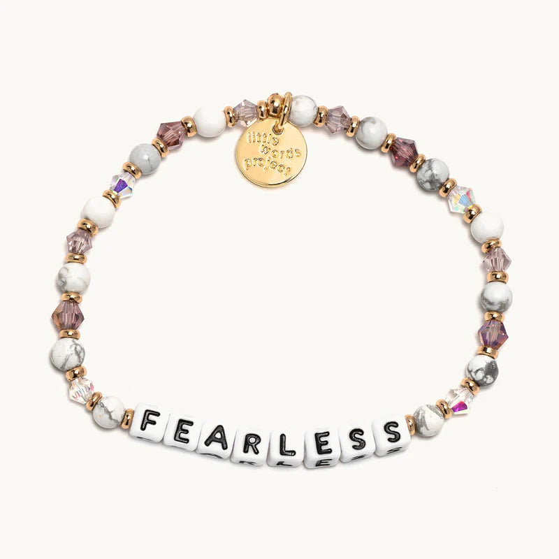 Stacked bangle bracelets with alternating textures for a dynamic, trendy look-Little Words Project Fearless Amethyst Dreams Bracelet