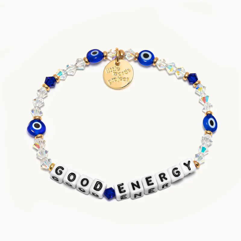 Wide metal bangle bracelets with engraved patterns for a luxurious and intricate look-Little Words Project Good Energy Bracelet