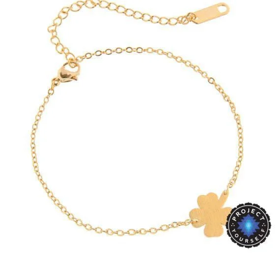 Bangle bracelets with gold and silver mixed metals for a stylish and versatile accessory-Lovely Stainless Steel Lucky Four Leaf Clover Charm Bracelet