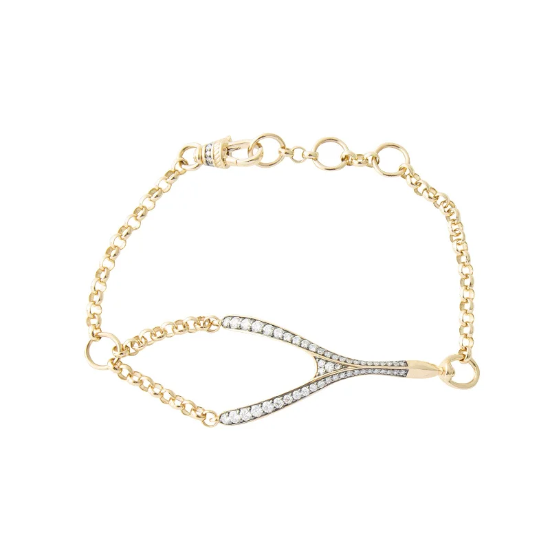 Best bangle bracelets with stacked designs for a trendy and fashionable look-Victorian Wishbone Bracelet - Yellow Gold