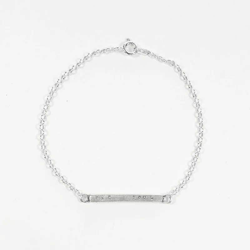 Elegant bangle bracelets with diamond-cut designs for added sparkle and elegance-Medium Letter Pressed Bar Bracelet