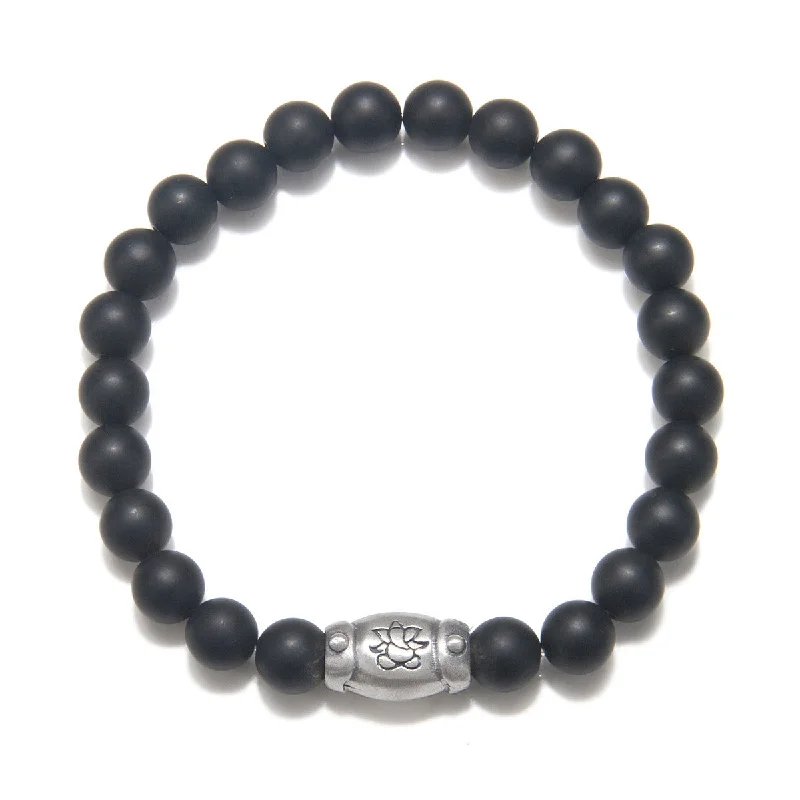 Best bangle bracelets with smooth sterling silver for a polished, refined finish-Men's Ganesha Hindu God, Black Onyx Bracelet