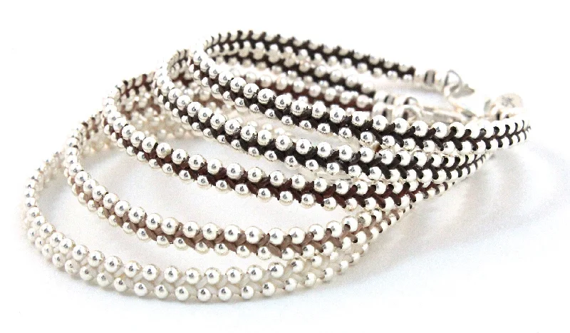 Oversized bangle bracelets with unique textures for a statement-making accessory-Mini Classic Bead Bracelet in Sterling