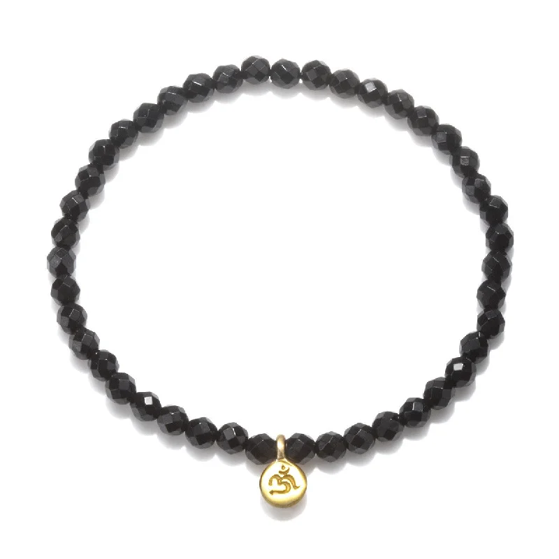 Bangle bracelets with polished marble inlays for a chic and trendy appearance-Om Black Onyx Gemstone Bracelet