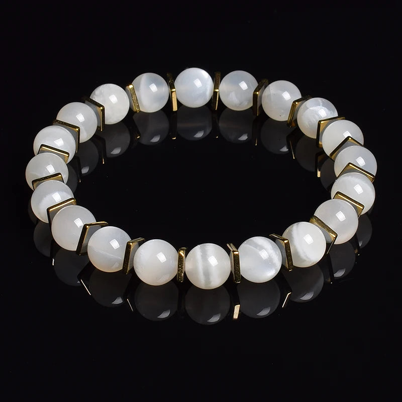 Minimalist bangle bracelets with a thin profile for a sleek and subtle appearance-Moonstone & Hematite Cooling Bracelet