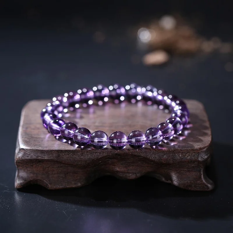 Best bangle bracelets with animal motif designs for a quirky, fun accessory-Amethyst Crystal Clear Soother Bracelet