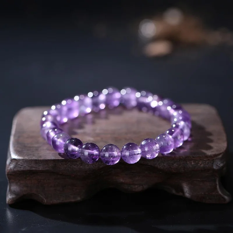 Vintage-inspired bangle bracelets with antique finishes for a retro, nostalgic style-Natural Amethyst Quartz Crystal Beads Bracelet