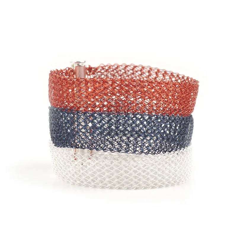 Sleek bangle bracelets with modern metallic finishes for a polished, chic design-NAUTICAL  Layered Bracelet , white Blue & Red