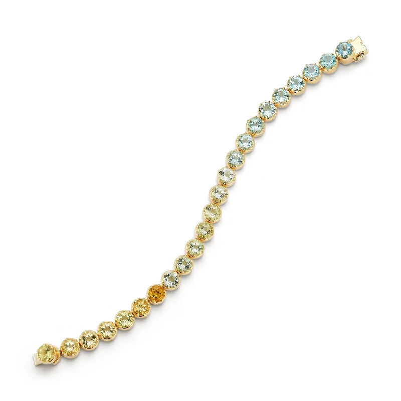 Best bangle bracelets with cubic zirconia inlays for affordable elegance and sparkle-Ombré Bracelet in Aquamarine and Citrine