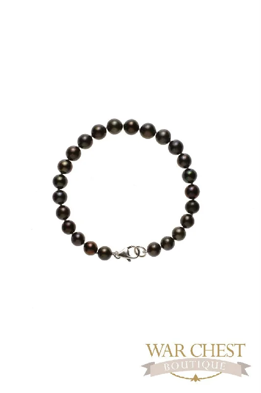 Best bangle bracelets with minimalist geometric designs for a contemporary, edgy look-Black Pearl Bracelet