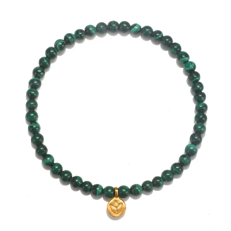 Best bangle bracelets with vibrant stones for a rich and colorful appearance-Personal Evolution Lotus Malachite Gemstone Bracelet