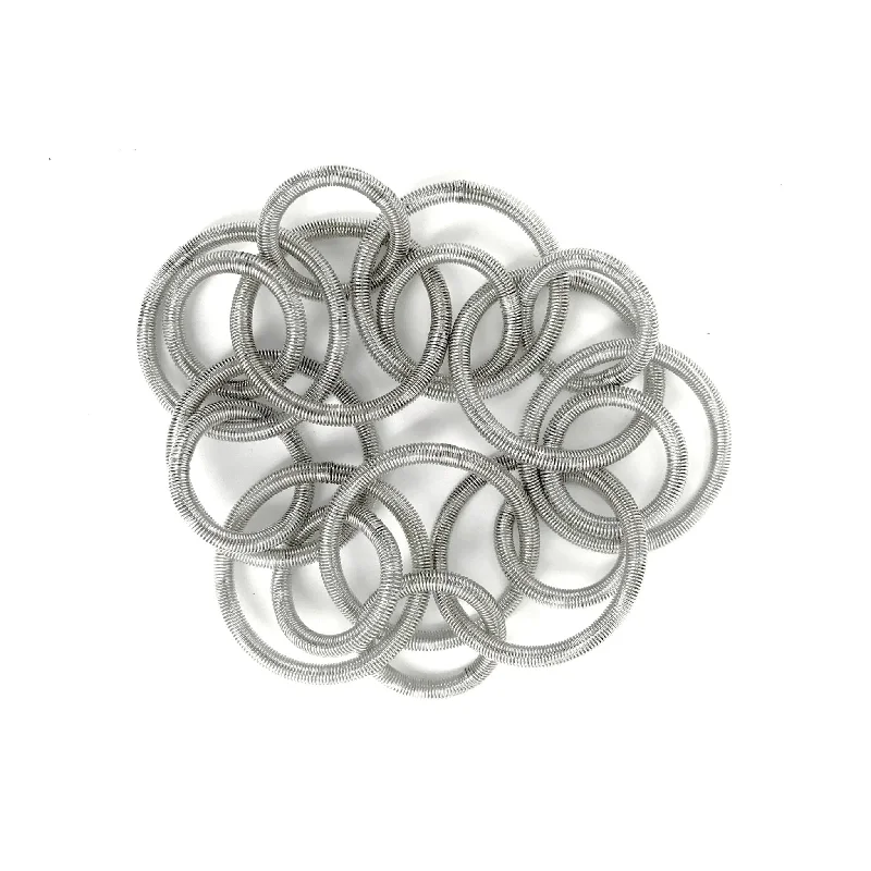 Bangle bracelets with enamel inlay designs for a colorful and eye-catching appearance-Piano Wire Loops Bracelet, Silver