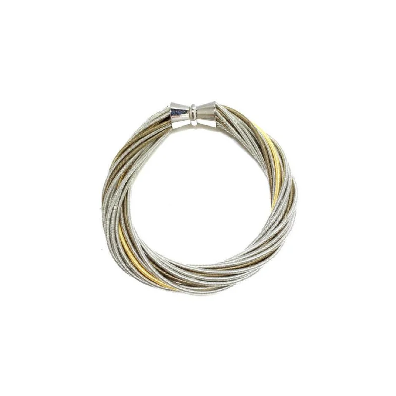 Best bangle bracelets with sapphire stones for an elegant and rich pop of color-Piano Wire Twist Bracelet, Gold & Silver