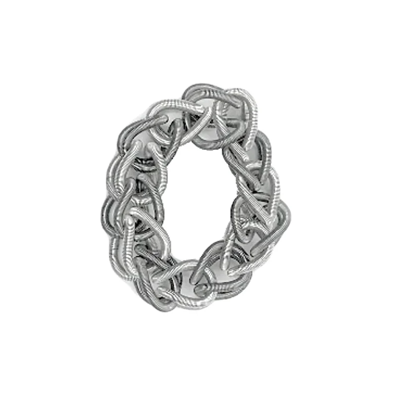 Best bangle bracelets with twisted rope designs for a textured, nautical-inspired look-Piano Wire Chain Link Bracelet, Silver & Slate