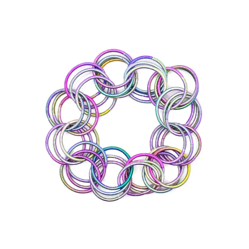 Best bangle bracelets with natural wood for a unique and earthy aesthetic-Piano Wire Loops Bracelet, Multicolor