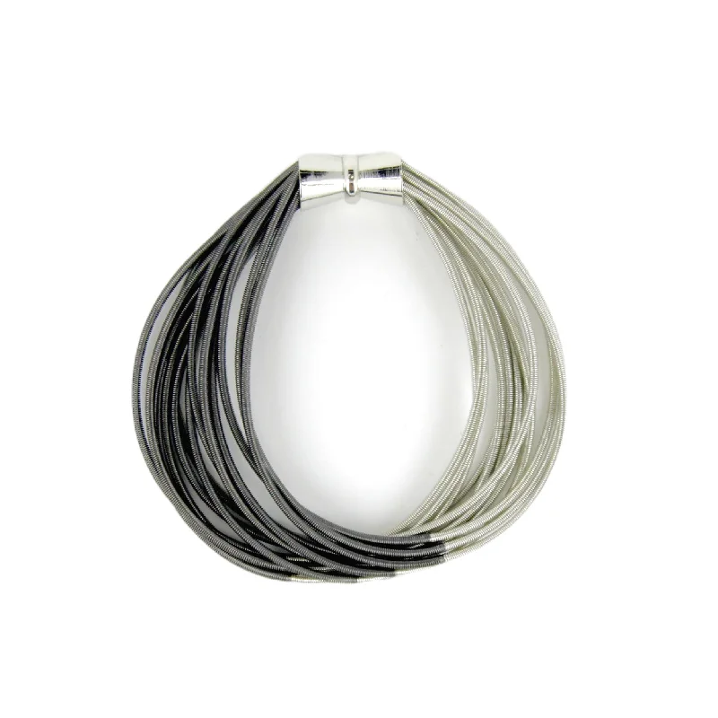 Sleek bangle bracelets with modern metallic finishes for a polished, chic design-Piano Wire Two-Tone Bracelet, Silver & Slate