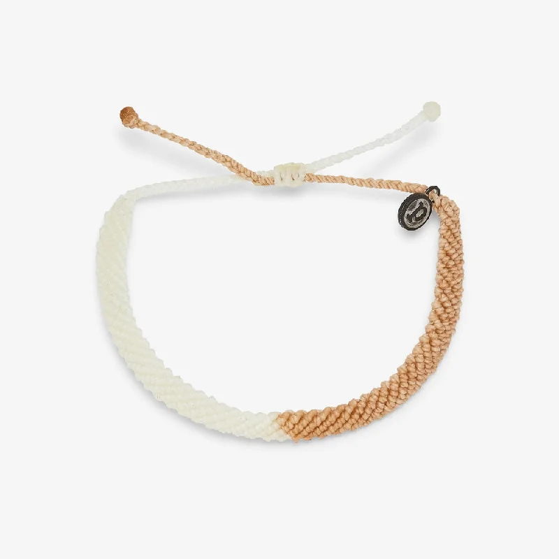 Bangle bracelets with braided leather straps for a chic, rustic vibe-Pura Vida Bracelet 2-Tone Half Flat Woven One Size