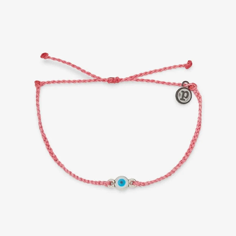 Best bangle bracelets with heart-shaped charms for a romantic and sweet touch-Pura Vida Bracelet Eye Bead Charm Silver One Size