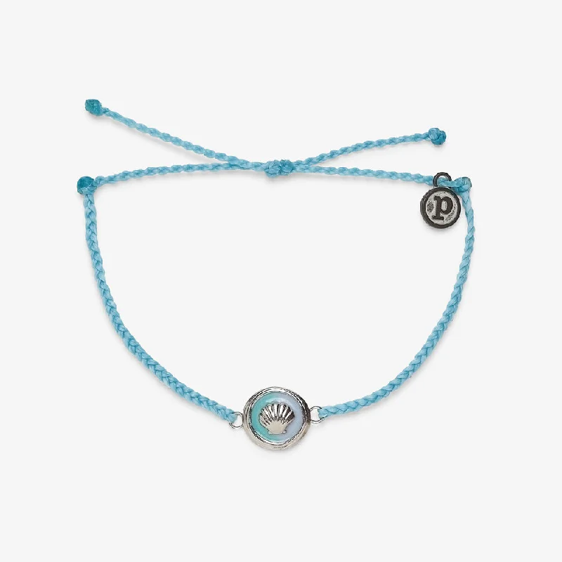 Best bangle bracelets with enamel floral patterns for a delicate and feminine touch-Pura Vida Bracelet Ombre Charm Shell Crystal Blue One Size