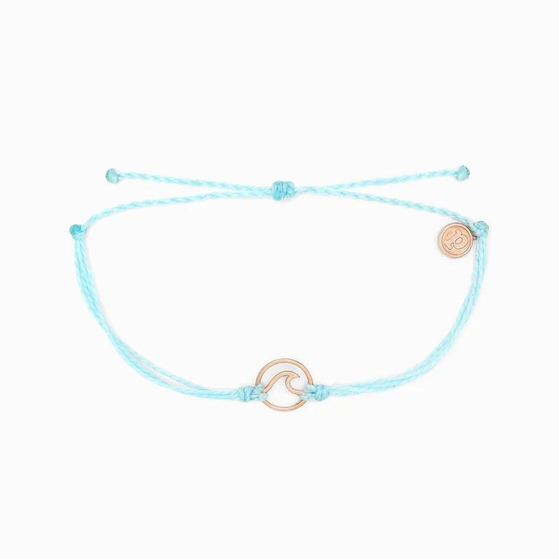 Best bangle bracelets with pastel-colored stones for a soft and delicate appearance-Pura Vida Bracelet Wave Rose Gold One Size