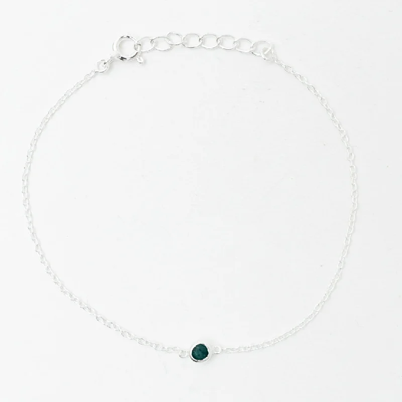 Elegant bangle bracelets with diamond-cut designs for added sparkle and elegance-Silver Raw Emerald Solitaire Bracelet