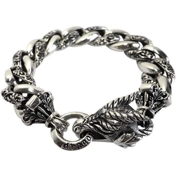 Best bangle bracelets with pearls and crystals for a glamorous and sophisticated look-Rider Dragon 925 Sterling Silver Men's Bracelet