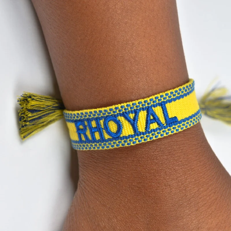 Bangle bracelets with braided leather straps for a chic, rustic vibe-ΣΓΡ Rhoyal Woven Bracelet