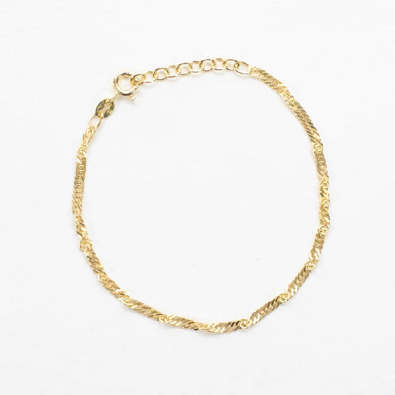 Best bangle bracelets with customizable charms for a personalized, unique piece-Gold Plated Singapore Chain Bracelet