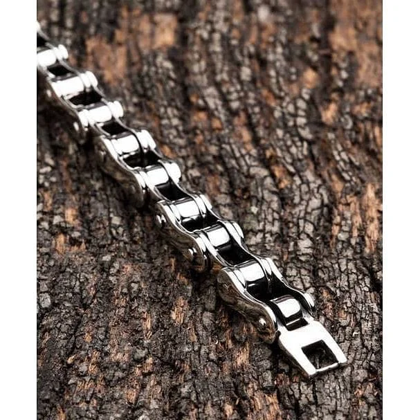 Elegant bangle bracelets with diamond-shaped stones for a sophisticated look-Small Sterling Silver Bike Chain Bracelet