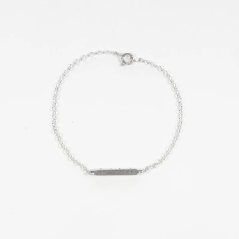 Best bangle bracelets with nature-inspired designs like leaves and flowers-Small Letter Pressed Bar Bracelet