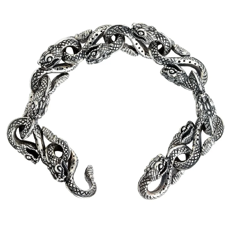 Stainless steel bangle bracelets with polished finishes for a sleek and durable design-Snake Head Sterling Silver Gothic Bracelet