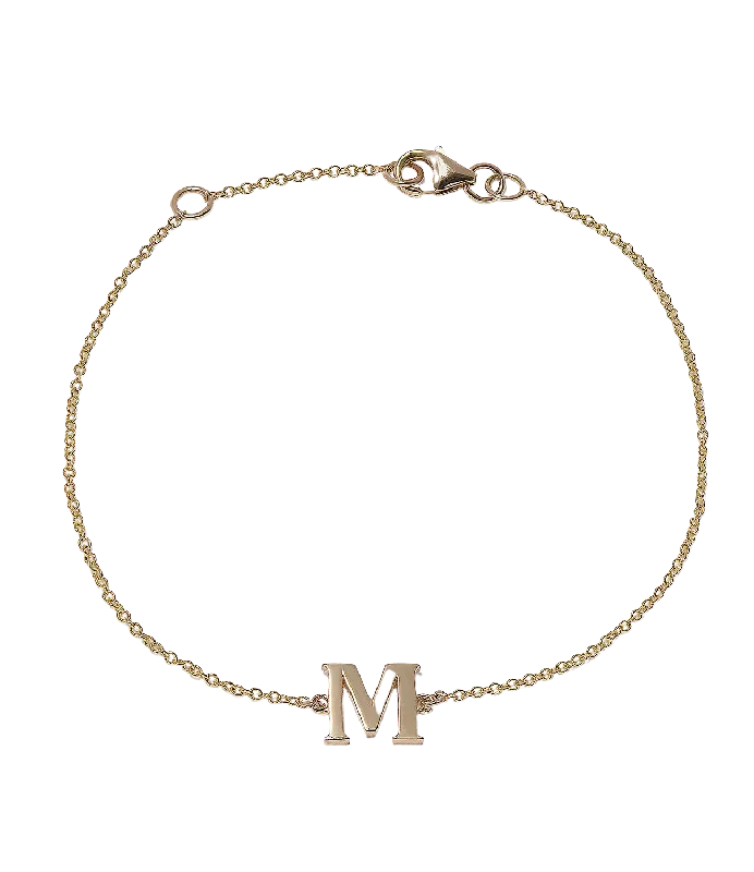 Best bangle bracelets with nature-inspired designs like leaves and flowers-Personalized Solid Gold Initial Bracelet