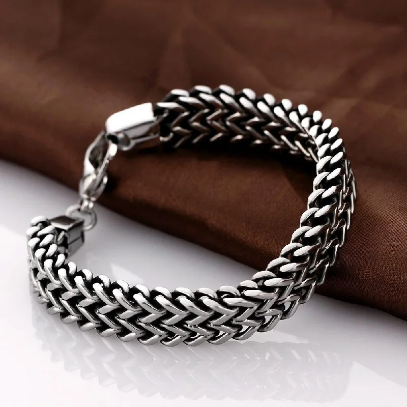 Best bangle bracelets with natural wood for a unique and earthy aesthetic-Stainless Steel Double Side Snake Chain Bracelet