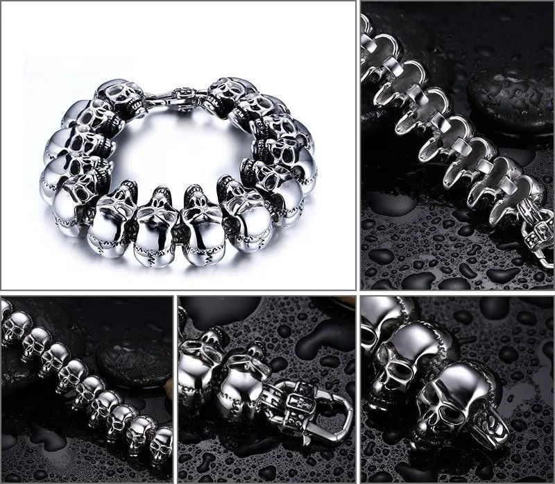 Best bangle bracelets with twisted rope designs for a textured, nautical-inspired look-Stainless Steel Skull Links Chain Bracelet