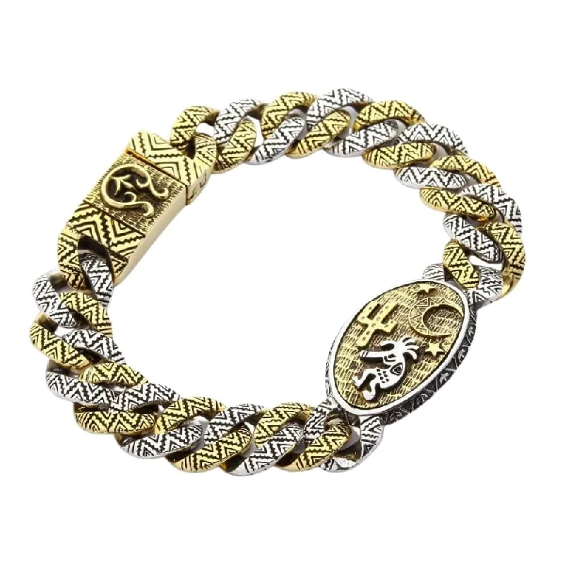 Best bangle bracelets with enamel floral patterns for a delicate and feminine touch-Sterling Silver Brass Kokopelli Bracelet