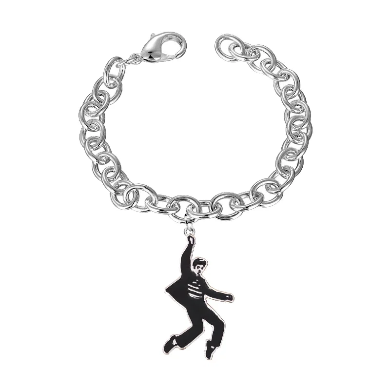 Best bangle bracelets with adjustable sizes for a comfortable and perfect fit-Sterling Silver Plated Jailhouse Rock Charm Bracelet