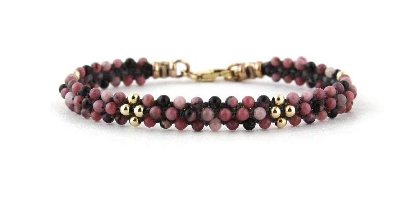 Best bangle bracelets with gold-filled material for an affordable luxury option-Teenie Down By the Sea Bracelet in Rhodonite