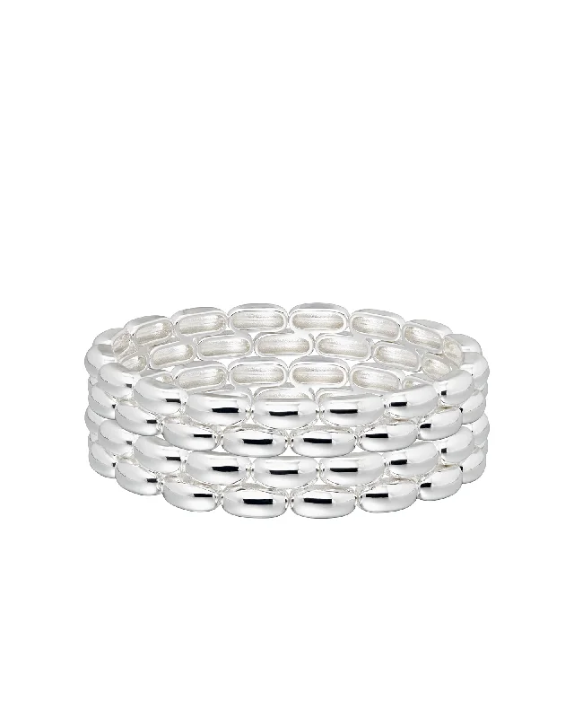 Best bangle bracelets with crystal inlays for a sparkling, glamorous appearance-The Pillow Bracelets in Silver