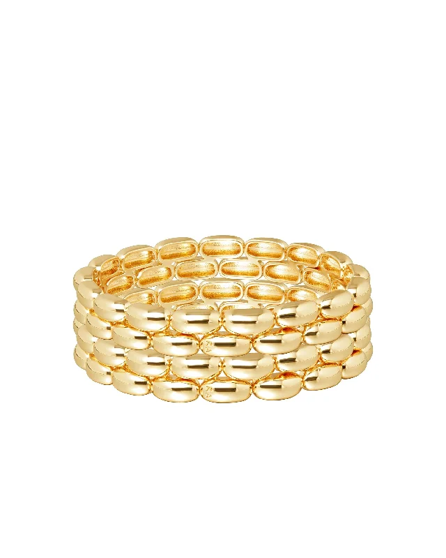 Vintage-inspired bangle bracelets with etched detailing for a timeless, antique look-The Pillow Bracelets in Gold