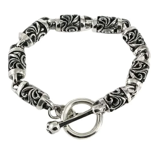 Best bangle bracelets with stacked designs for a trendy and fashionable look-Tribal Roller 925 Sterling Silver Bracelet