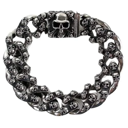 Best bangle bracelets with braided designs for a textured and sophisticated look-Tribal Sterling Silver Skull Bracelet