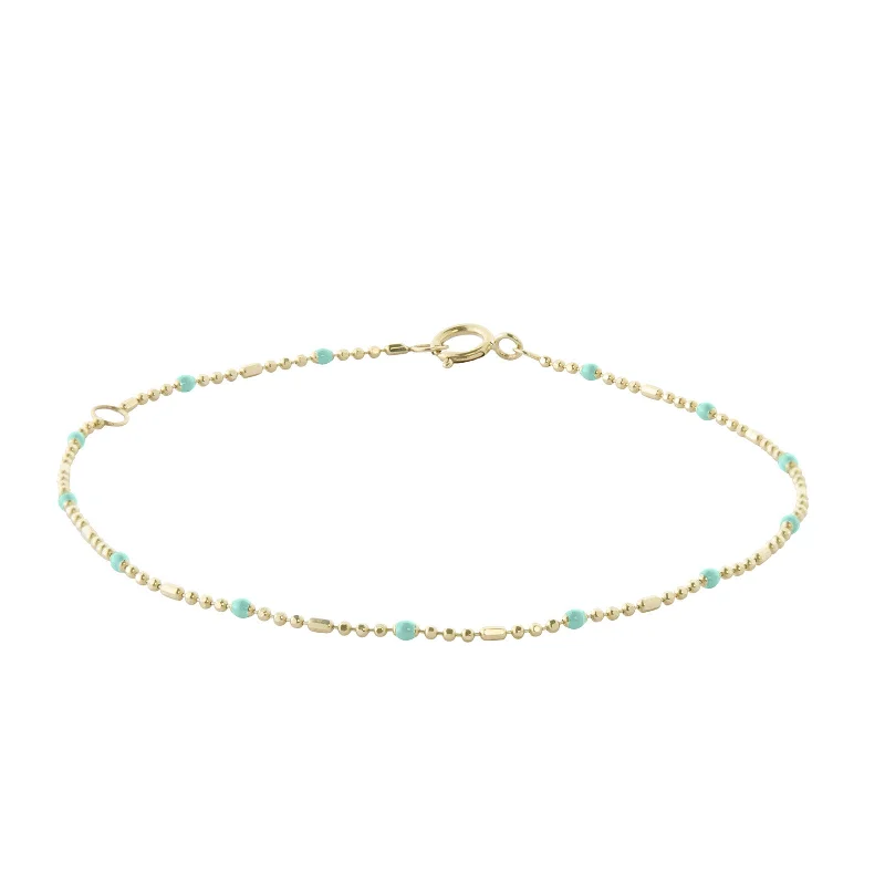 Elegant bangle bracelets with diamond-cut designs for added sparkle and elegance-Turquoise Dot Ball Chain Bracelet