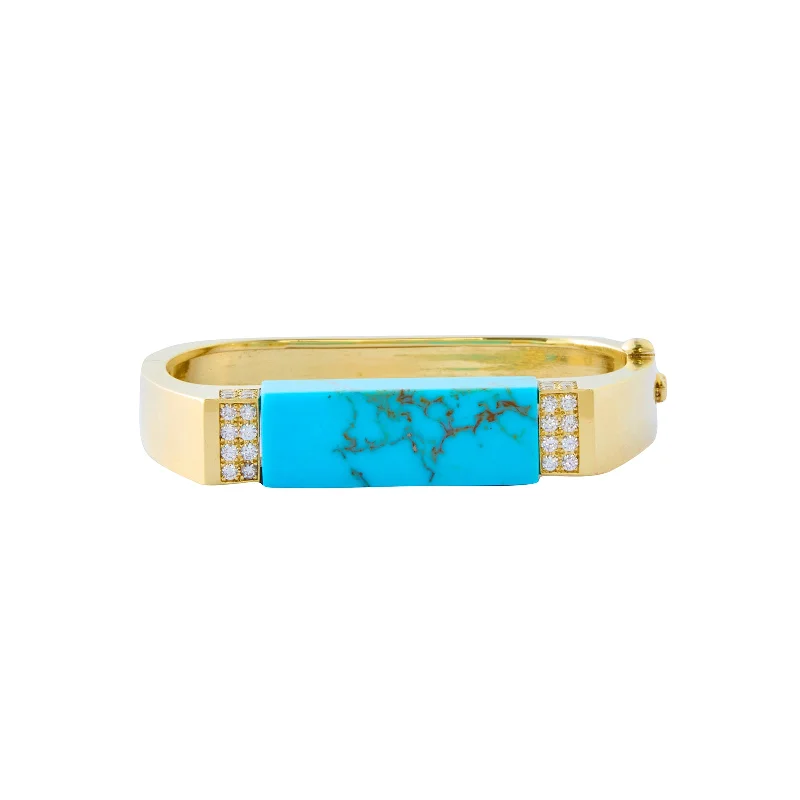 Best bangle bracelets with enamel detailing for a colorful and unique design-Turquoise Bangle