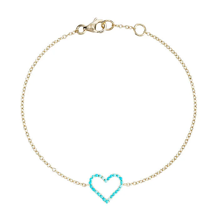 Bangle bracelets with gold and silver mixed metals for a stylish and versatile accessory-Turquoise Heart Charm Bracelet