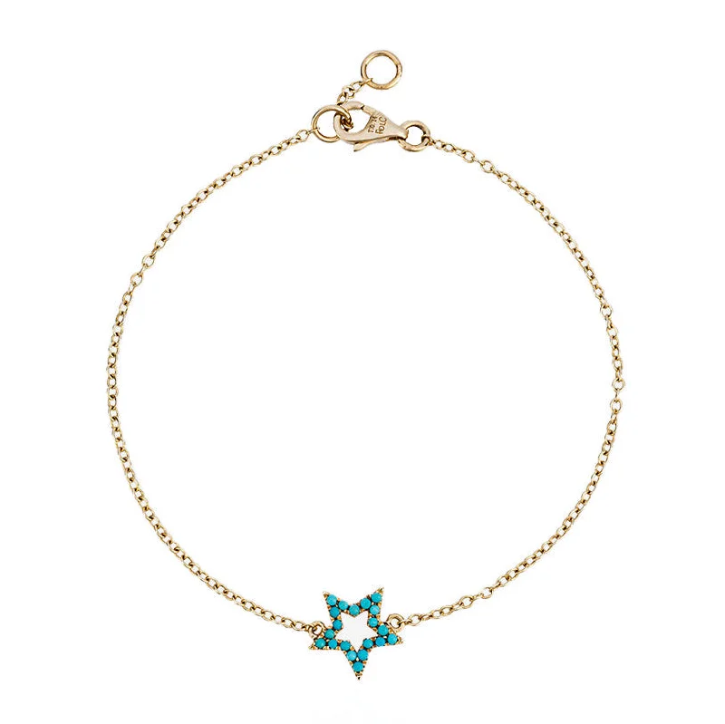 Best bangle bracelets with pearls and crystals for a glamorous and sophisticated look-Turquoise Star Charm Bracelet