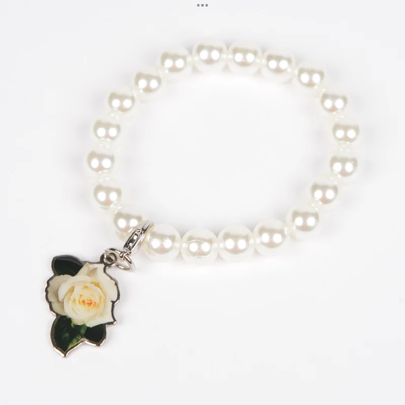 Bangle bracelets with open-ended designs for a modern and adjustable fit-White Rose Pearl Bracelet