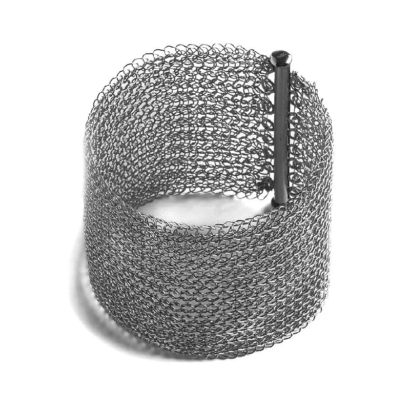 Art deco bangle bracelets with bold lines and shapes for a vintage-inspired flair-Wide Oxidized Silver Cuff Bracelet , Wire Crochet Cuff,  Handmade Urban Jewelry , Fashion Forward